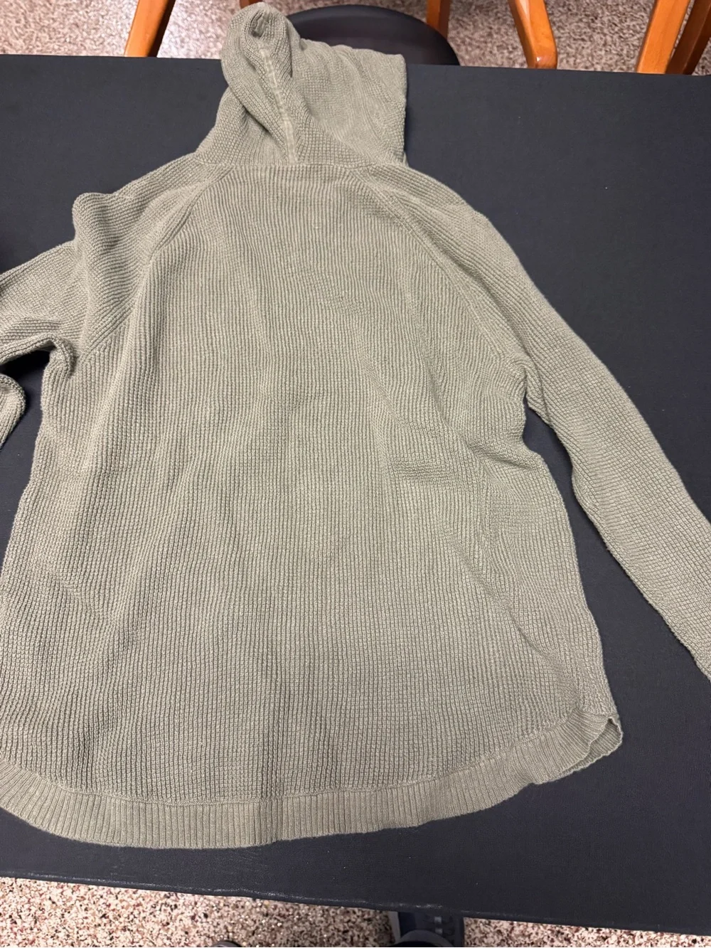 Ralph Lauren Women's Olive Green Ribbed Hooded Crewneck Sweater - Picture 2 of 4